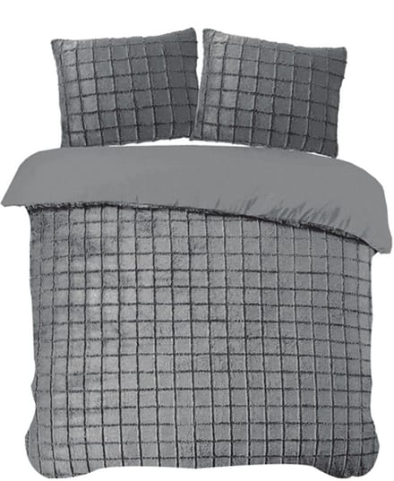 iSleep Dekbedovertrek Rabbit Check - Eenpersoons - 140x200/220 cm - Antraciet