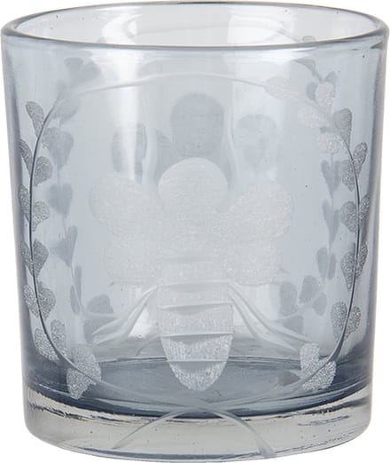 Clayre & Eef Theelichthouder Ø 7x8 cm Grijs Glas Bij