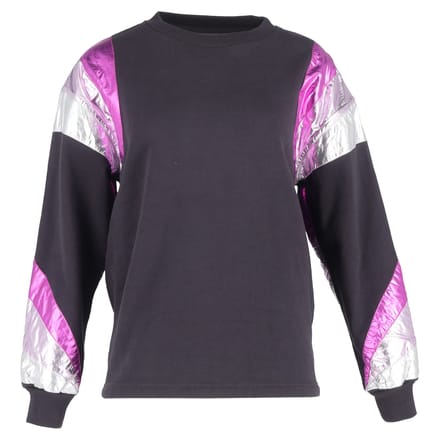 Isabel Marant Menji Metallic Stripe Sweatshirt in vervaagd zwart katoen