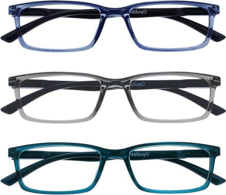 Blauw Licht Bril - Computer Bril - Digitaal Comfort - Ontspiegeld Transparant - 3 Paar - Blauw Grijs Turkoois