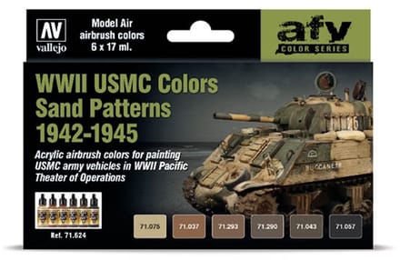 Vallejo Hobbyverf Acrylverf - 71624 WWII USMC Colors Sand Patterns 1942-1945 - Acryl set Verf set - 6x 17 ml