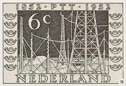 Briefkaart met afbeelding Radiomasten in 1852 postzegel
