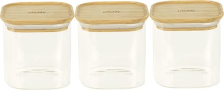 Pebbly - Vershouddoos Vierkant 800 ml Set van 3 Stuks - Borosilicaatglas - Transparant
