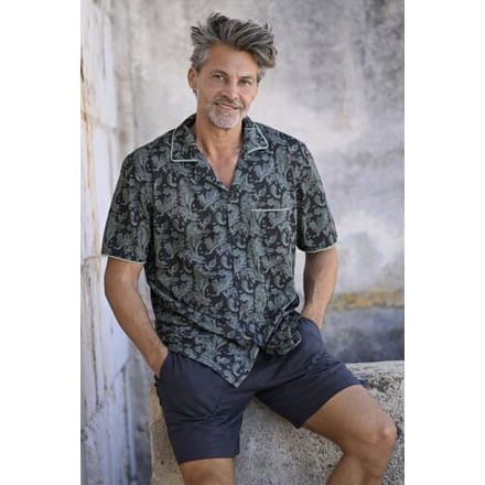 Ringella Heren doorknoopshortama blauw paisley Blauw man 60