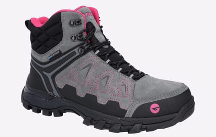 Hi-Tec V-Lite Explorer WP Koe-Suède Leren Wandelschoenen Voor Dames Grijs/Fuchsia