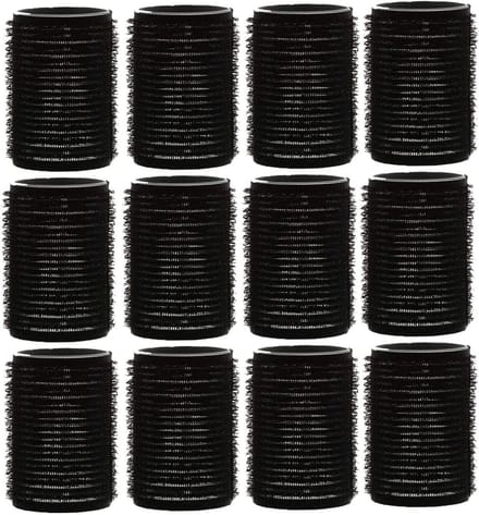 12 Stuks Zwarte Grote Haarrollers 30 mm voor Krullen en Golven