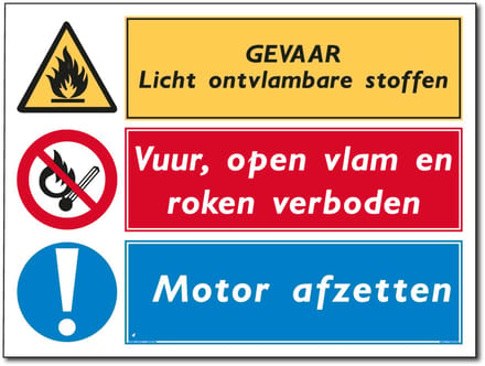 Licht ontvlambare stoffen bord - Motor afzetten (combi) - Aluminium - 30 x 40 cm