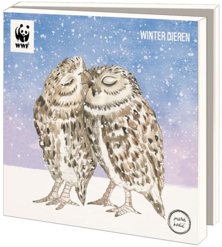 Kaartenmapje met env, vierkant: Winter dieren, Maartje Bodt, Wereld Natuurfonds