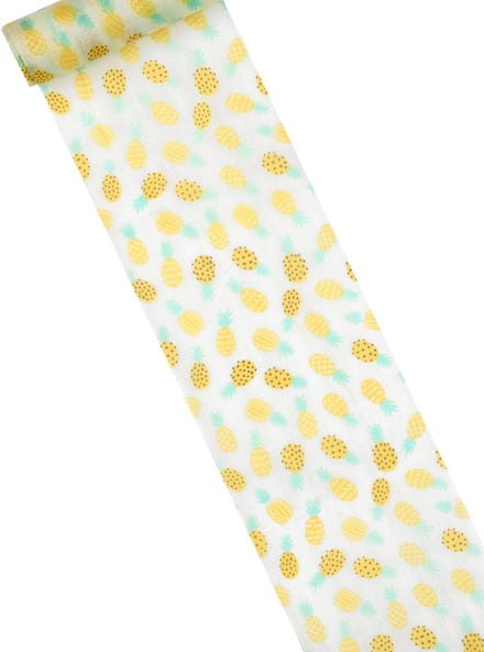 HOBI - Non-woven tafelloper ananas wit en geel 15 cm x 5 m