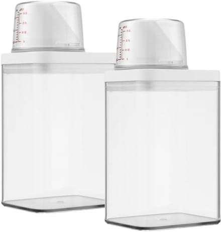 Famanu – Waspoeder opbergdoos met maatbeker, set van 2 wasmiddeldispensers voor luchtdichte opslag