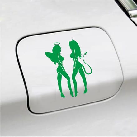 Bumpersticker - Engeltjes - 14 X 10 - Groen