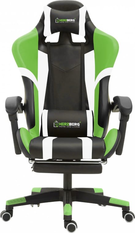 Driekleurige Gaming- En Bureaustoel Met Lineair Accent-gamestoel met voetsteun