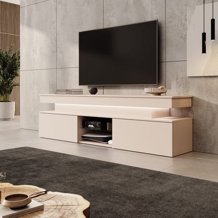 Meubella - Galan - TV-Meubel met LED - Beige - 190x39x54 cm
