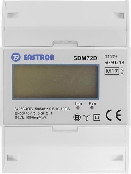Eastron elektriciteitsmeter - Eastron energiemeter 100A 3-fase digitaal MID (SDM72DMID)