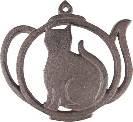 Clayre & Eef Onderzetters Pannen Theepot 15x15x1 cm Bruin IJzer