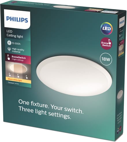 Philips Cavanal plafonnière -wit - rond - warmwit licht - 18 W