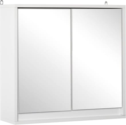 Wandkast Badkamerspiegel met 2 Planken - Wit MDF