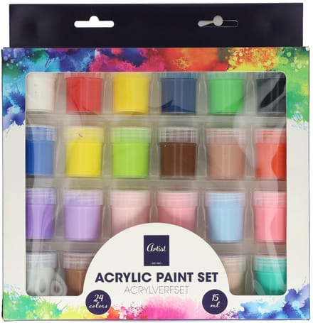 Acrylverfset 24 Kleuren - 15ml.