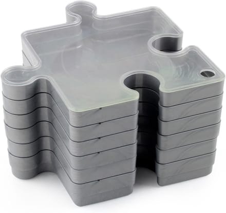 Puzzel Sorteerset - Sorteerbakjes Puzzel - Puzzelstukken Sorteren - 6 Linkbare Bakjes - 19x19x2 cm - Grijs