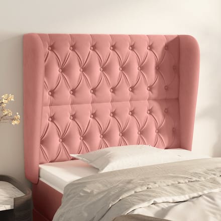 vidaXL - Hoofdbord - met - randen - 103x23x118/128 - cm - fluweel - roze