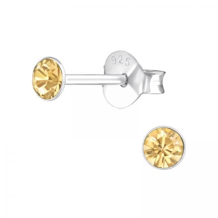 Zilveren oorknop, Light Colorade Topaz kristal (3MM)