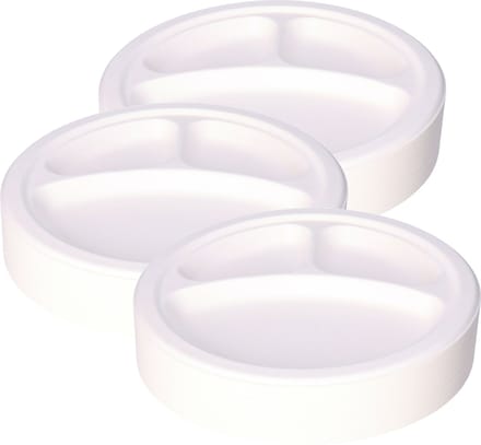 DEPA fondue/gourmet borden - 150x - 3-vaks - wit - D26 cm - suikerrietpulp - composteerbaar