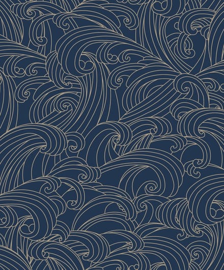 Dutch Wallcoverings - Vliesbehang - Elegance- dessin blauw/goud - M629-01