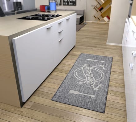 Flycarpets Loper Keuken - Bon Appetit - Grijs / Creme 92x150 cm