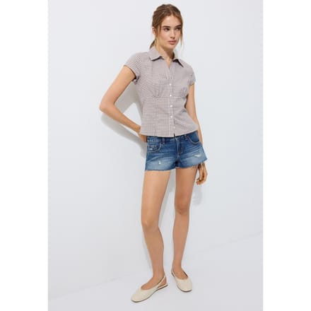 Stradivarius Blouse met korte mouw en naad onder de borst  Kaki S