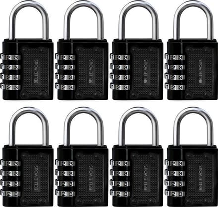 Allecto - Zwarte Combinatie Hangslot - Veiligheids Slot - 8 Pak