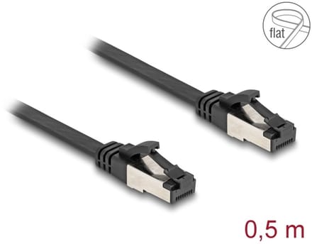 Delock RJ45 Flat Patch Cable plug to plug Cat.8.1 flexible 0.5 m black