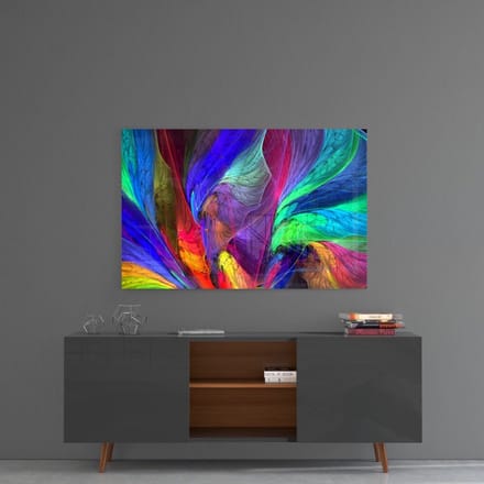 Kleurrijke patronen glas schilderij