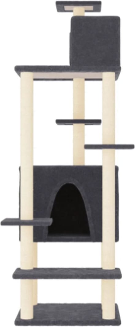 Kattenmeubel met sisal krabpalen 154 cm donkergrijs