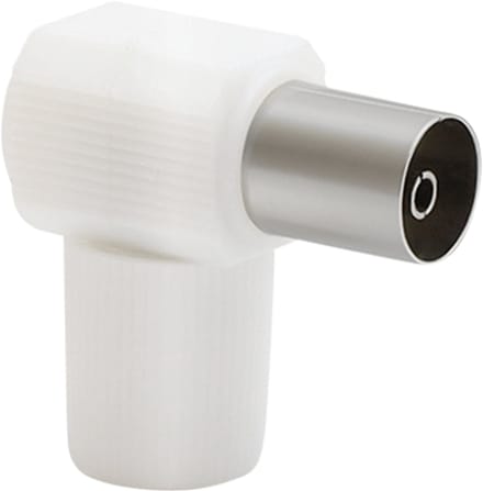 Force Case, Coaxiale TV Stekker 9,52mm Haaks Vrouwelijk Storingvrij, Wit