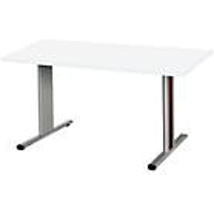 Schäfer Shop  Select Planova vergadertafel, rechthoekig, 1400 x 800 mm, wit, accentlijsten bordeaux-violet