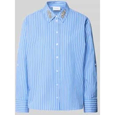 Lange Shirt in Popeline met Strepen en Strass Dames COMMA