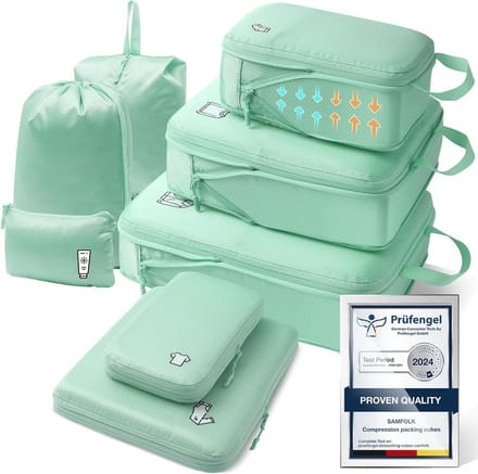 Compressie Packing Cubes Set voor Koffers en Reisbagage - Waterdichte Reisorganizer