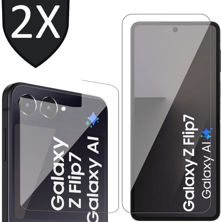 Screenprotector geschikt voor Samsung Galaxy Z Flip 7 - 2x Volledig Dekkend Premium PET Screen Protector