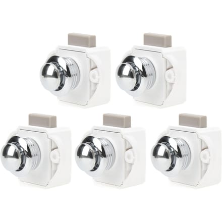 5 Stuks Drukknop Sluiting Zinklegering Sleutelloze Kastsloten voor 14‑16 mm Deurdikte white