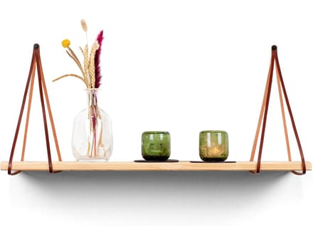 Leren plankdragers gesplitste draden - Cognac - 4 stuks - Echt lederen planken dragers - plank dragers