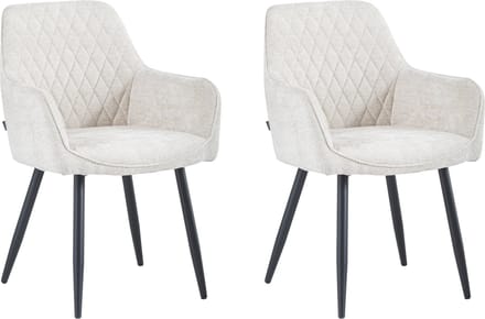 Colenis® - Beverly Eetkamerstoel - Set Van 2 - Beige - Chenille Stof - Industrieel
