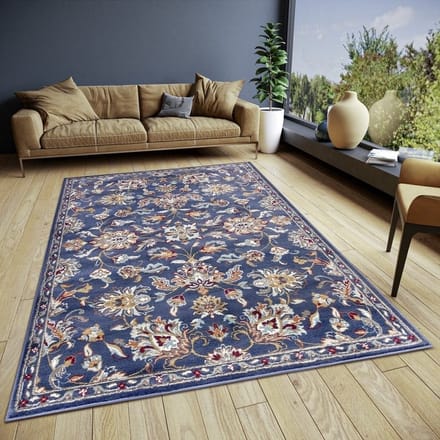 Flycarpets Klassiek Vloerkleed - Caracci - Blauw / Multi - 80x240 cm