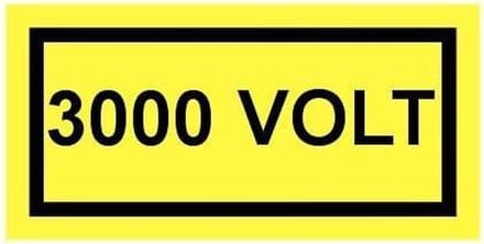 3000 volt sticker 100 x 50 mm