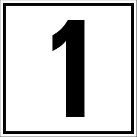 Cijfer sticker 0-9, per stuk Cijfer 1 100 x 100 mm
