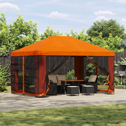 vidaXL - Prieel - 4 - × - 3 - m - Oranje - Polyester - en - Staal - 190 - gsm