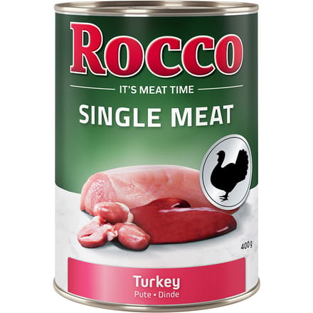 Voordeelpakket Rocco Single Meat 24 x 400 g Hondenvoer  - Kalkoen