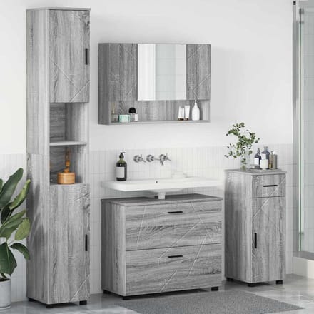 vidaXL Badkamermeubelset 4 st Grijs Sonoma Geperst Hout en Metaal