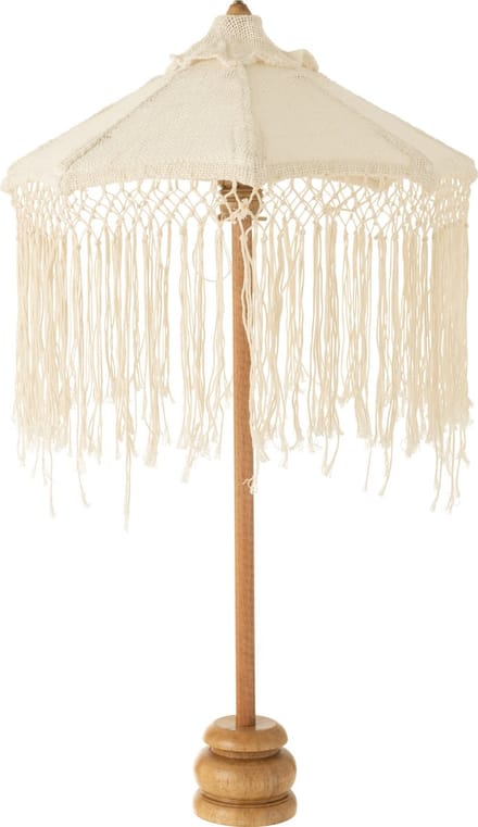 J-Line parasol Lang Franjes - hout - wit