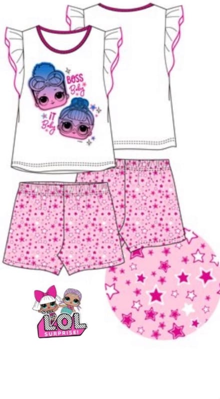 LOL Surprise pyjama - wit - zalmroze - maat 110 / 5 jaar