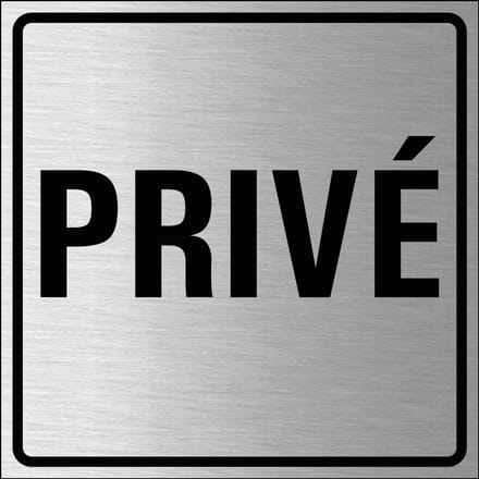 Privé bordje, geborsteld aluminium 100 x 100 mm